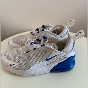 Nike Kids Air Max 270 White and Royal Blue Sneakers size 2.